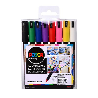 #ad Uni Posca Paint Markers PC 1MR Ultra Fine Set of 8 Standard Colours GBP 17.95