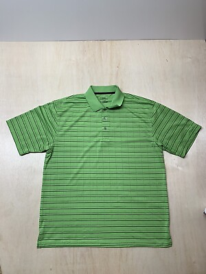 #ad PGA Mens Golf Polo Shirt Lime Green Striped Size XL $14.38
