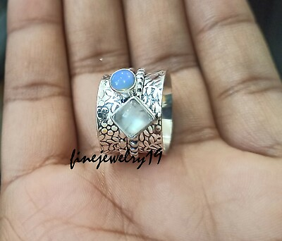 #ad Moonstone Ring 925 Sterling Silver Spinner Ring Meditation Handmade Ring MJ05 $10.67