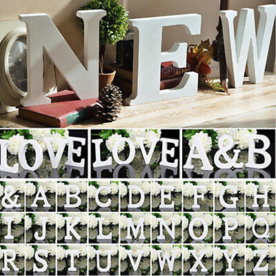 #ad White Wooden Letters Alphabet Word Name Design Art Craft Wedding Home Decor $2.63