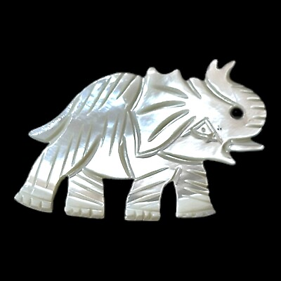 #ad Carved Mother of Pearl MOP Elephant No Pin Back ForUse As Pendant Charm Craft $7.99