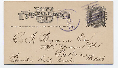 #ad 1879 Franklin PA postal card unusual bar killer 6526.77 $5.00