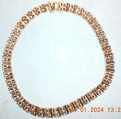 #ad Goldtone Chain Link Choker 16quot; Pristine Condition Gold Plating on SS?? $24.50
