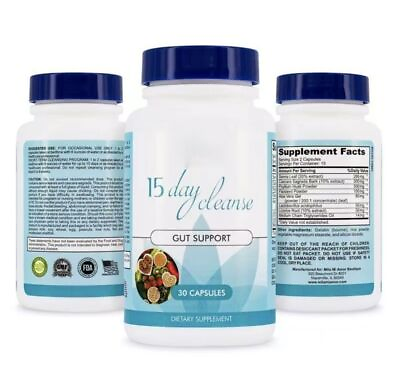 #ad Gut and Colon Support 15 Day Cleanse Detox 30 CAPSULES Non GMO $12.89