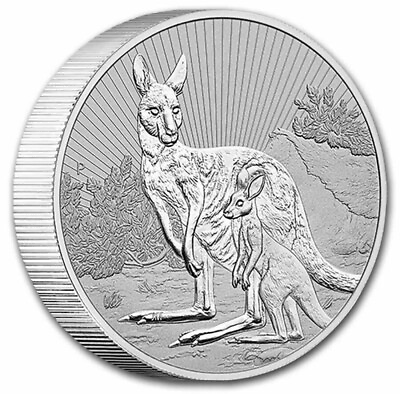 #ad 2023 Silver Kangaroo Mother amp; Baby 2 Oz BU Piedfort PERTH MINT Limited $75.00