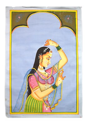 #ad Vintage Theme Beautiful Indian Women Painted Water Color Painting. i54 65 $69.10