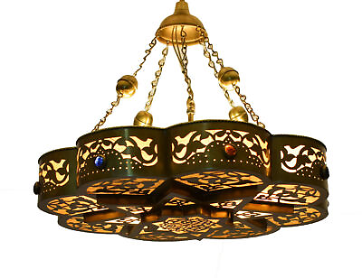 #ad Handcrafted Moroccan Matte Gold Brass Ceiling light Fixture Chandelier Lamp $354.48