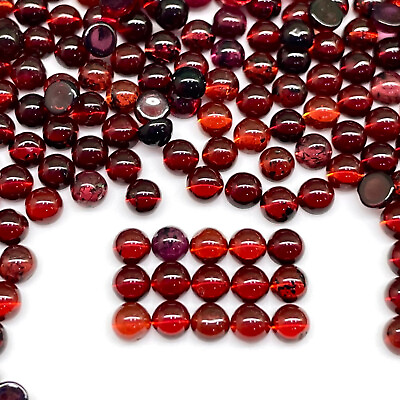 #ad 100 Pcs Natural Garnet 3mm Round Cabochon Loose Gemstones Wholesale Lot $13.00