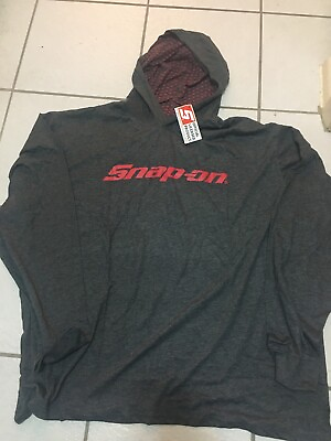 #ad NWT Snap On Long Sleeve Hooded Pullover Tri Blend Gray Shirt Size X Large $29.99