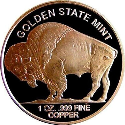 #ad 1 OZ Buffalo Round Coin Copper 1 Oz .999 Pure Copper BU GSM IN STOCK $7.99