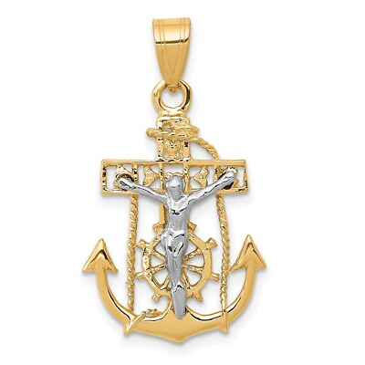 #ad 10k Two tone Gold Mariners Cross Pendant for Women Men 1.34g L 29mm W 17mm $172.00