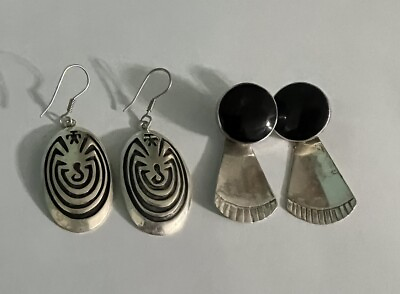 #ad Vintage MEXICO JCH Sterling Silver black ónix earring 1 pair sterling earrings $125.00