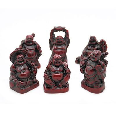 #ad #ad SET OF 6 HAPPY BUDDHA STATUES 2quot; Red Color Resin Hotei Fat Laughing Feng Shui $10.95