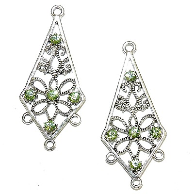 #ad M7290 Antiqued Silver 34mm Chandelier Drop Made with Swarovski Peridot Crystal $15.00
