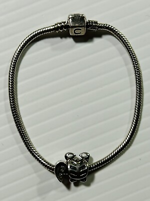 #ad Chamilia Sterling Silver Snake Chain Bracelet 925 7.75quot; With Crab And Best Charm $34.00