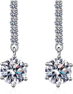 #ad Silver Earrings for Women CZ Dangle Drop with 18K Cubic Zirconia $22.61