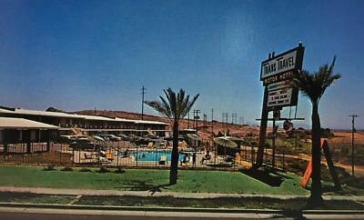 #ad Trans Travel Motor Hotel Roadside Motel Postcard Swimming Pool Tempe AZ $14.50