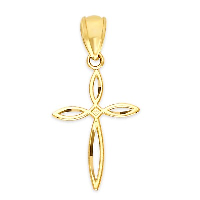 #ad Solid Gold Cross Pendant in 10 or 14k Crucifix Pendant Religious Jewelry $25.79