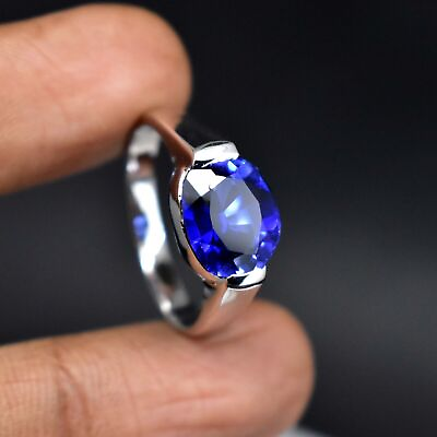 #ad 5.32 Gm Natural Blue Sapphire 925 Sterling Silver Classy Statement Ring US 10 $40.49