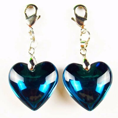 #ad #ad 2Pcs 24x24x10mm 55mm Blue Titanium Crystal Heart Pendant Bead Hanging bag Diy $9.35