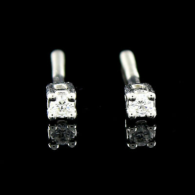 #ad 0.20CT Solitaire Stud Earrings .925 Sterling Silver $137.22