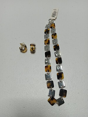#ad Ralph Lauren Faux tortoise shell set necklace amp; earrings $10.99