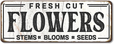 #ad Fresh Cut Flowers Sign Flower Metal Tin Signs Garden Signs Vintage Farmers Marke $30.56