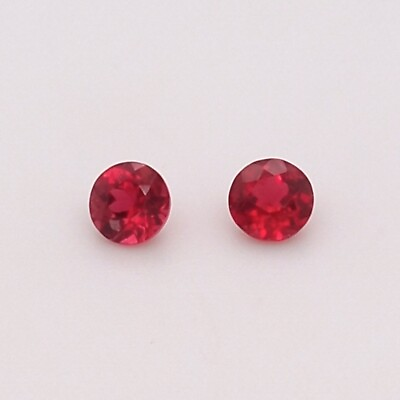 #ad BURMA RED SPINEL UNHEAT ROUND PAIR 4.5mm 0.90 CTS $540.00