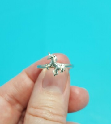 #ad Beautiful Sterling Silver Unicorn Horse Charm Ring Sz 3.5 4 4.5 5 6.25 6.5 6.75 $17.99