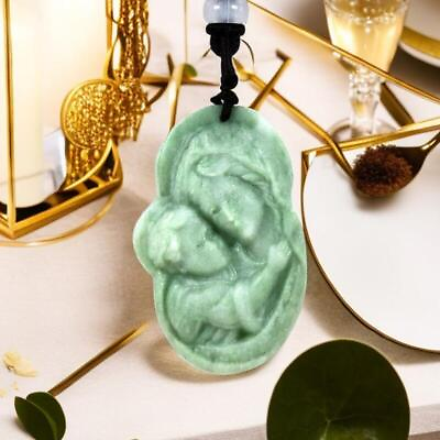 #ad Natural Jade Virgin Mary Pendant Gemstones Necklace Stone Charm Jewelry Amulet $5.90