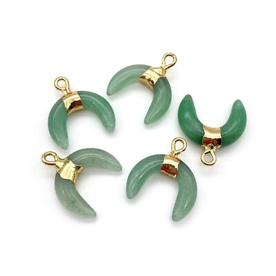 #ad 20pcs Green aventurin Stone Shape Pendant Horn Shape Pendant Jewelry Necklace $26.99