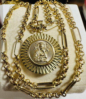 #ad 18K 750 Saudi Real Gold Jesus Maria Necklace 18” Long 4.5mm 11.3g $1263.00