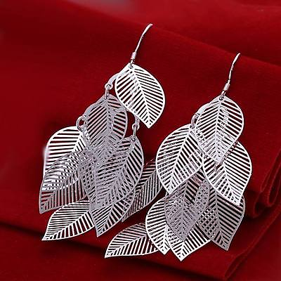 #ad beautiful Fashion 925 Silver wedding women leaf Earring jewelry solid charms $1.70