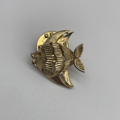 #ad Vintage Gold Tone Fish Lapel Hat Pin $6.00