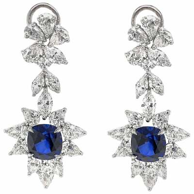 #ad Cushion Cut Ceylon Sapphires amp; Cubic Zirconia 17.15TCW Chandelier Women Earrings $299.00