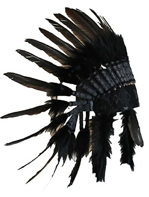 #ad Short Feather Headdress Native American Indian Inspired Adult Size $65.24