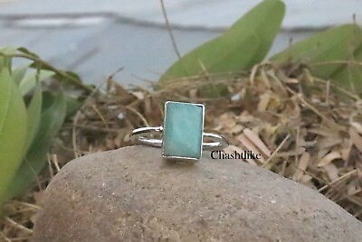 #ad Natural Amazonite Stone Ring Double Simple 925 Sterling Silver Handmade Ring $28.79