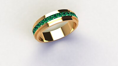 #ad 10k Solid Gold handmade Band natural emerald band emerald may birthstone ring $509.15