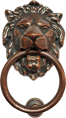 #ad 7 Inch Large Regency Lions Head Door KnockerSolid BrassAntique Bronze FinishB $90.36