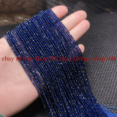 #ad Wholesale 10 Strands 2MM Natural Blue Sapphire Gem Faceted Round Loose Beads 15quot; $12.95