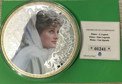 #ad PRINCESS DIANA PORTRAITS OF A princess A LEGEND 100mm SILVER PLATED PROOF COIN $82.89