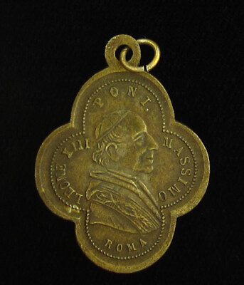 #ad Vintage Pope Leone XIII Medal Religious Holy Catholic Virgin Mary $19.99