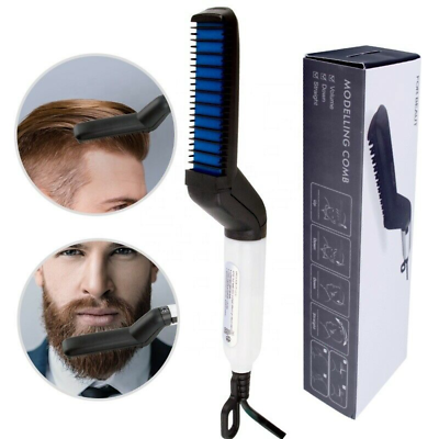 #ad Hair Straightener Men Multifunctional Comb Curling Electric Brush Professional H $20.99