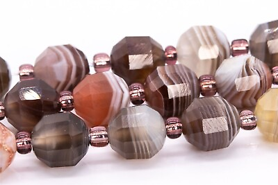 #ad 8x7MM Botswana Agate Faceted Bicone Barrel Drum Grade AAA Natural Loose Beads $11.99