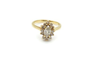 #ad 14k Yellow Gold Diamond Ring Size 5.25 0.22 CTW $269.99