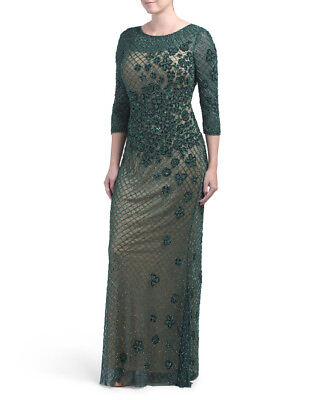 #ad BASIX BLACK LABEL Three quarter Sleeve Embellished Evening Gown size 8 $200.00