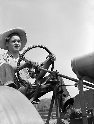 #ad 1939 Bud Kimberley on His Tractor Iowa Vintage Old Photo 8.5quot; x 11quot; Reprint $13.92