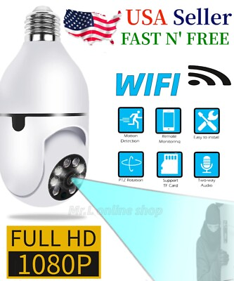 #ad Wireless Security 360° 1080P IP E27 Light Bulb Camera Wi Fi IR Night Smart Home $11.93