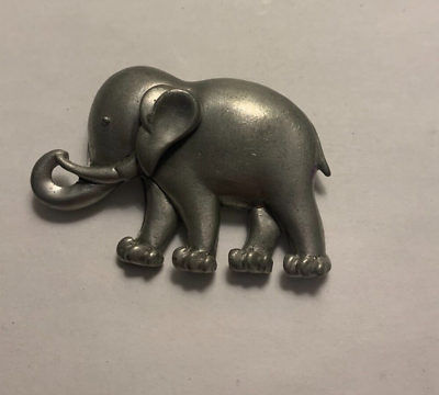 #ad ELEPHANT Silver Pewter Tone BROOCH Pin Vintage Retro Costume Jewelry $9.95