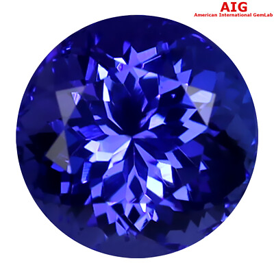 #ad 2.65 ct AIG Certified AAAA Pretty Round 8 x 8 mm Violetish Blue Tanzanite $752.99
